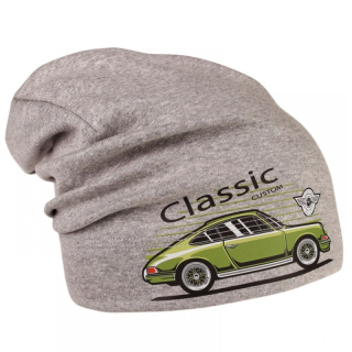 Spadlá bavlněná čepice Dráče Pepe - vzor 13 - auto - šedá